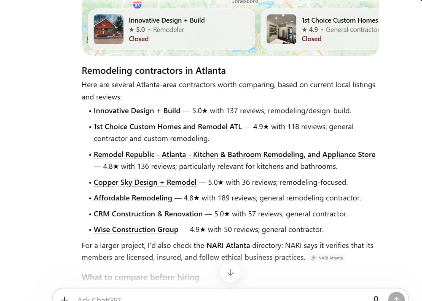 AI engine visibility for remodeling contractors